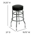 thumbnail image 6 of Flash Furniture Bruno Double Ring Chrome Barstool with Black Seat, 6 of 12