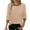Beige, variant on Women's Ribbed Knit Round Neck Sweater, Lightweight Oversized Pullover Top with Textured Pattern, Soft Breathable Thin Fabric for Casual Daily Wear, Layering Piece and All Season Comfort Beige L