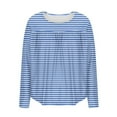 thumbnail image 5 of ylioge Stripe Tops for Women Plus Size L-5X Long Sleeve Crewneck Shirts Womens Casual Loose Pullover Pleated Loungewear Going-Out Oversized Top, 5 of 6