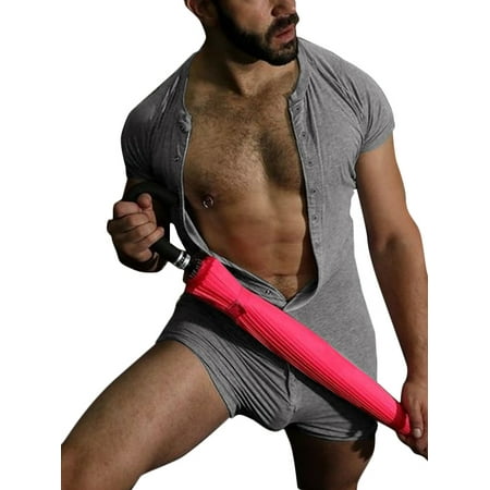 

INCERUN Men s Short Sleeve Bib Shorts Jumpsuit Comfy Skinny Button Leotard Pajamas Rompers