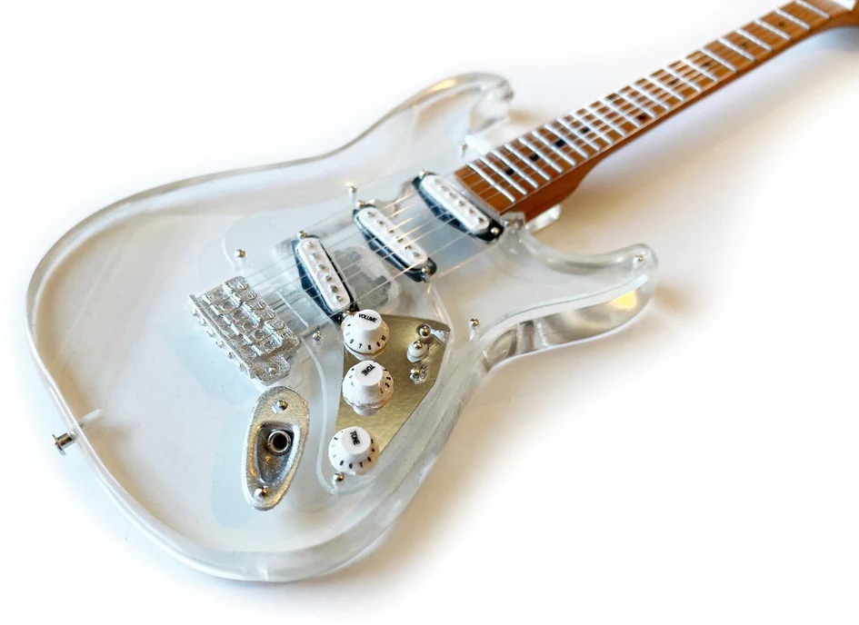 Fender Stratocaster Signature Clear Acrylic 10 Inch Miniature Guitar Replica