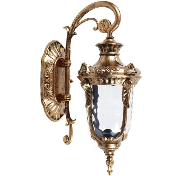 Fetcoi Outdoor Wall Light Fixtures Exterior Wall Lantern Waterproof Sconce Porch Lights Wall Mount Small Ear Wall Lamp with Hammered Glass Shade for House Residential Area Park Garden Villa (Bronze)
