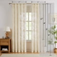thumbnail image 6 of Exultantex Boho Embroidered Leaf Sheer Curtains, Rod Pocket Style, 54x84 Inch, Ivory, 6 of 6