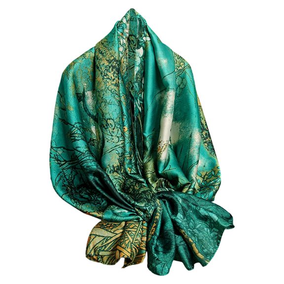 UJNDER Shawl Wraps for Women Elegant Long Floral Print Shawl Wrap Scarf Versatile Lightweight Fashion All Seasons Scarf for Women Green,One Size