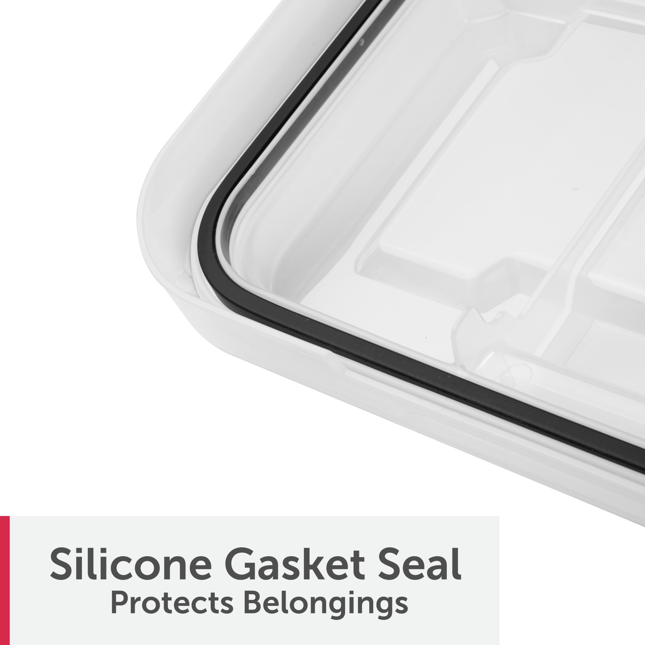 Sterilite Large Gasket Box, 80 Quart IP68 WaterProof Clear Plastic Storage Bin with Lid, Gasket Seal and Durable Latches, Black