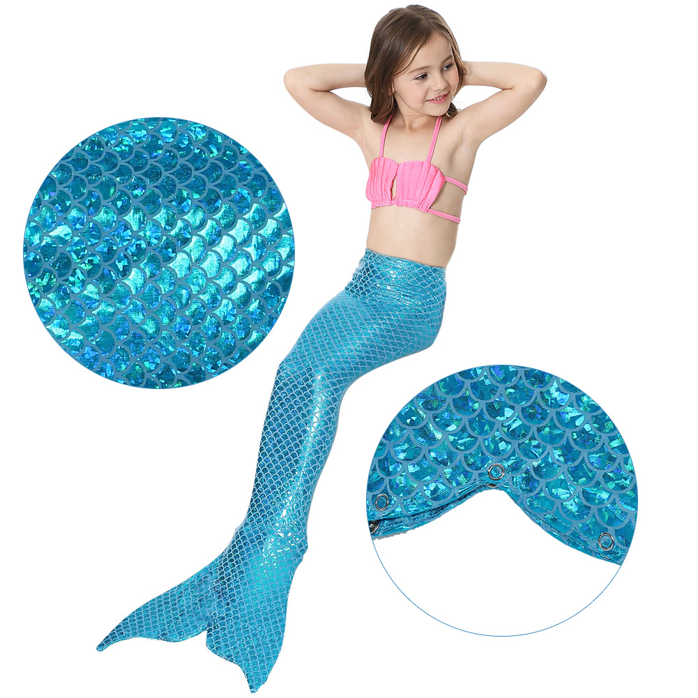 Kids Memaid Costumes Girls 3pcs Mermaid Swimming Suit Swimwear Top Panties Mermaid Tail Swiming Costume Monofin Flippers Swimsuit Fishtail Swimming Suit 