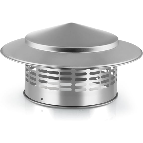 6 Inch 304 Stainless Steel Chimney Cap, Round Chimney Cover with Screen, Stove Pipe Topper for Exterior Fireplace Flue, Furnace Vent (Silver)