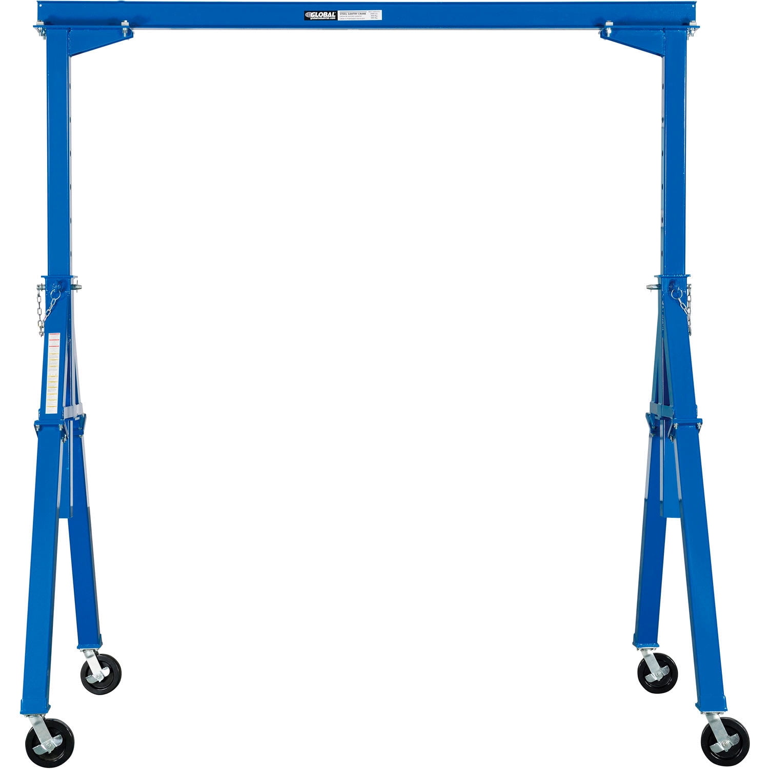 Global Industrial Adjustable Height Steel Gantry Crane, 10'W x 7'6"-12'H, 2000 Lb. Capacity