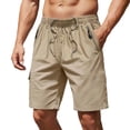 thumbnail image 6 of Besolor Men's Plus Size Shorts Wide Leg Drawstring Elastic Waisted Lightweight Quick Dry Outdoor Casual Running Shorts with Zipper Pockets(X-Large,Khaki), 6 of 7
