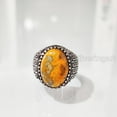thumbnail image 2 of Bumblebee Jasper Mans Ring, Natural Bumblebee Jasper, Silver Jewelry, 925 Silver Ring, Birthday Gift, Heavy Mens Ring, Arabic Design, Ottoman Style Ring, Christmas, Turkey Mens Signet Ring, 2 of 7