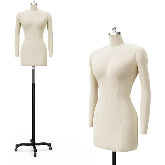 Professional  Sewing Mannequin, Female Dress Form for Display and Tailor Design, Height Adjustable Torso with Stable Metal Base