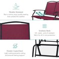 thumbnail image 5 of WYDK 2-Person Outdoor Patio Swing Glider Steel Bench Loveseat Rocker for Deck, Porch w/Textilene Fabric, Steel Frame-Burgundy/Black, 5 of 8