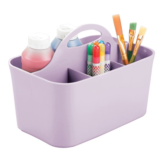 mDesign Plastic Sewing & Craft Storage Organizer Caddy Tote Bin - Light Purple