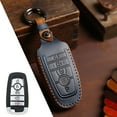 thumbnail image 4 of Pour Ford Modèle de Voiture Porte-Clés en Cuir Porte-Étui Télécommande Sans Clé Bleu, 4 of 6