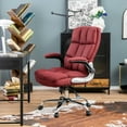 thumbnail image 4 of Gymax Chaise de Bureau Grande et Haute Dossier Réglable Pivotante avec Accoudoirs Rabattables, Rouge (Ensemble de 1), 4 of 10