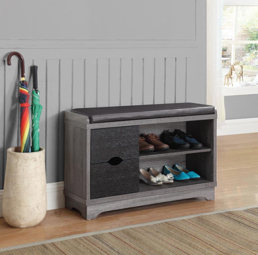 Coaster 2-Drawer Storage Bench Medium Brown And Black - Walmart.com