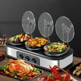 thumbnail image 7 of Triple Slow Cooker Buffet Server Food Warmer with 3 Adjustable Temperature Modes, Slow Cooker with 1.5 QT Ceramic Pot, Removeable Glass Lid and 3 PVC Spoons, Dishwasher Safe, Stainless Steel, 7 of 7
