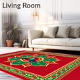 thumbnail image 2 of ODIKA 3'x5' Machine Washable Non-Slip Area Rug, Hummingbird Floral Medallion Latch Hook Kit with Printed Canvas High Traffic Rug with Pad, Red, 641087, 2 of 8