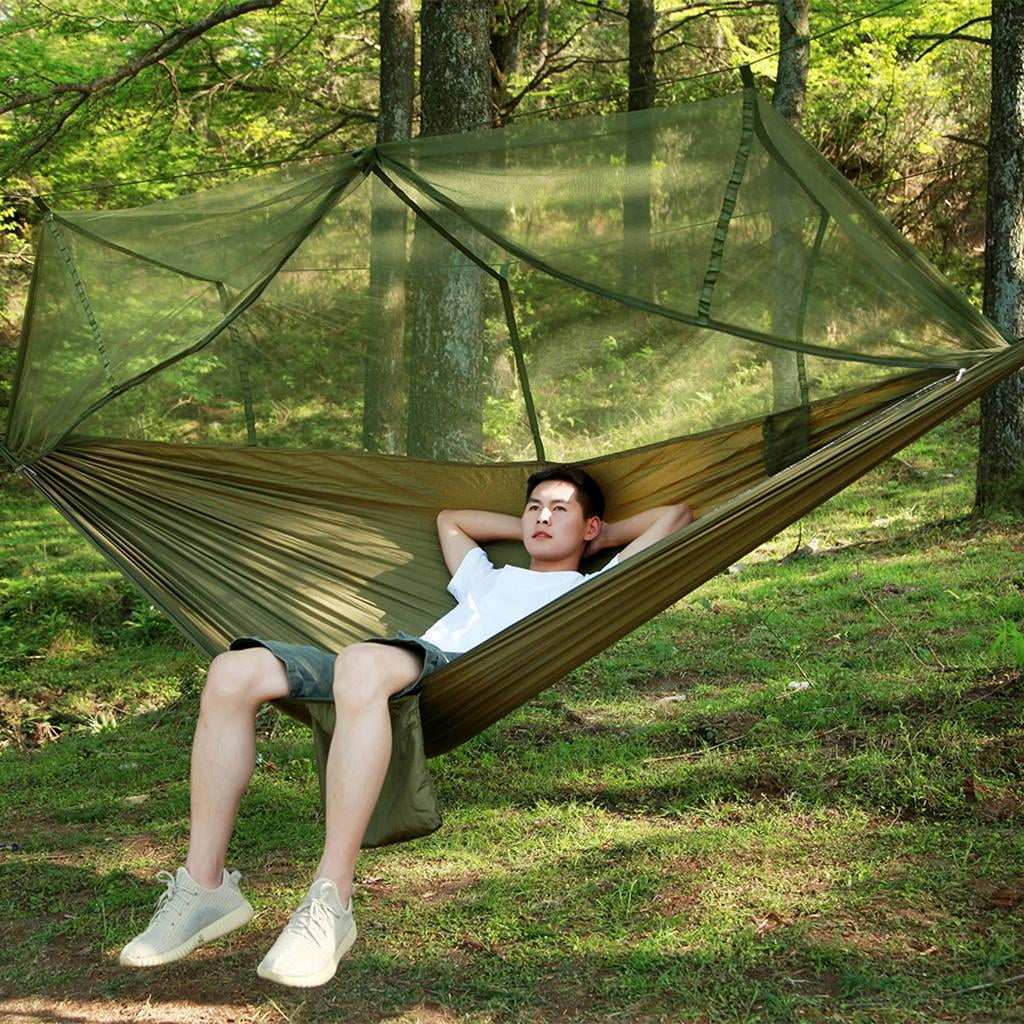 Parachute Double Hammock Mosquito Net Camping Hanging Bed Sleeping Nylon Fabric 