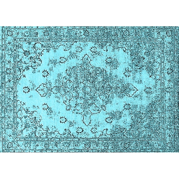 Ahgly Company Indoor Rectangle Oriental Light Blue Industrial Area Rugs, 2' x 4'