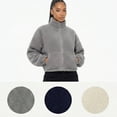 thumbnail image 2 of High Level HL Sherpa Fleece Crop Zip up Jacket Warm Soft Fluffy Cozy - Cream, Navy or Gray - Coats Tops Outerwear Comfort (Grey, S) (NavyBlue, S), 2 of 32