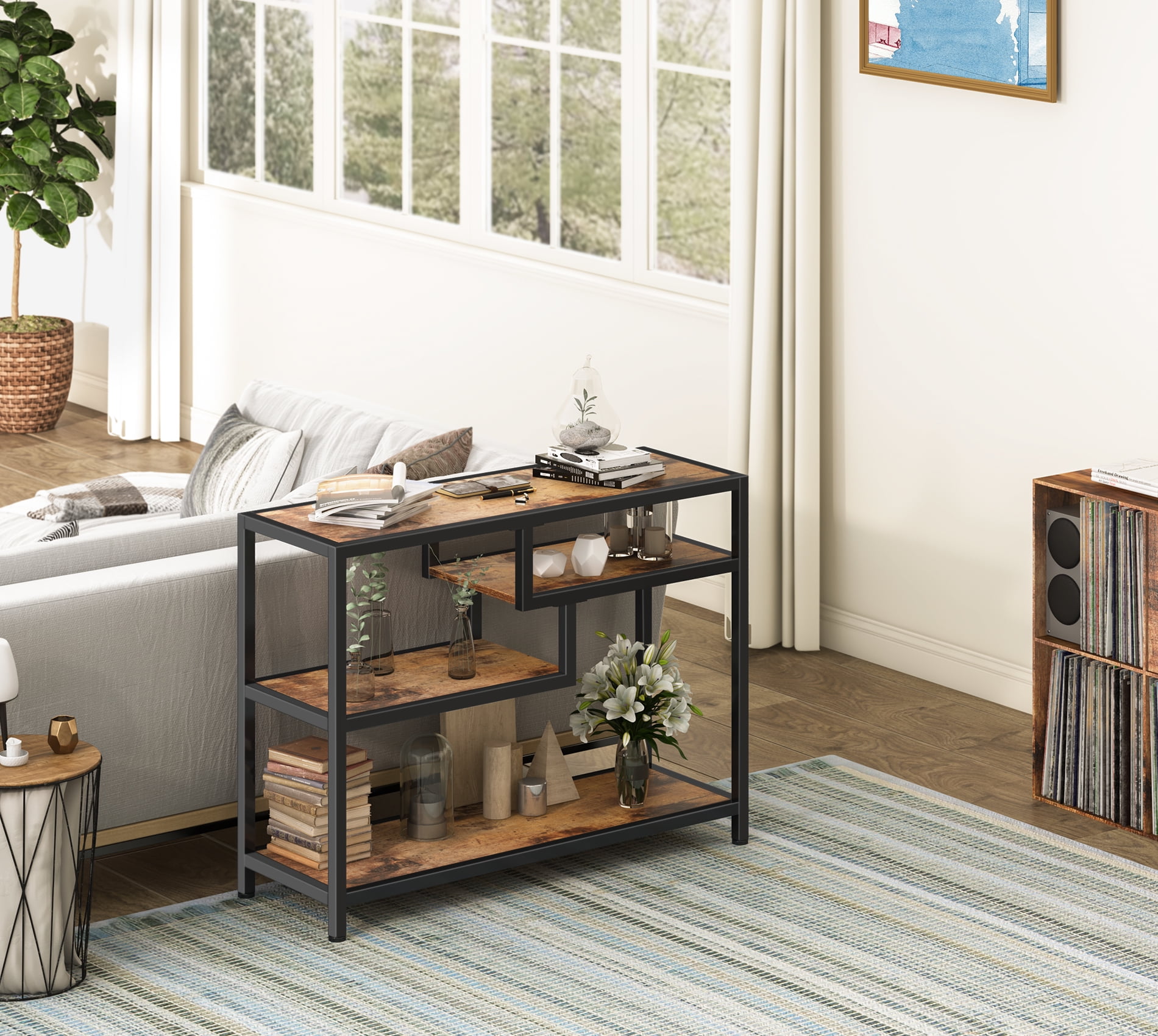 Console Table for Living Room, 4Tier Hallway/Entryway Table, Small