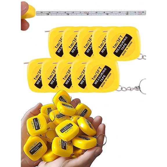20pack Mini Retractable Measuring Tape Keychain 1 Meter 3 Feet Portable Metal Plastic Pocket Tape Measure For Various Parties And Gifts Color Random