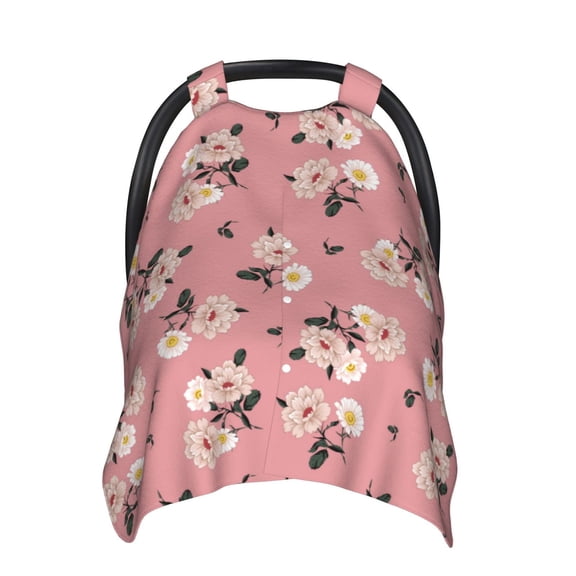 Car Seat Cover Baby - Rose Flowers Pink Breathable Infant Car Seat Cover for Baby Carseat, Lightweight Comfort Baby Essentials Must Haves Newborn Stuff for Girl Boy