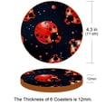 thumbnail image 3 of Seven Starred Ladybird Round Microfiber Leather Coasters, Set of 6, 11x11 cm/4.3x4.3 in, Drink Coasters for Home and Office, Cup Mats, 3 of 6