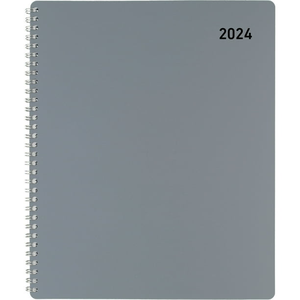 2024 Office Depot® Brand Monthly Planner, 81/2" x 11", Silver, January