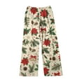 thumbnail image 4 of WTOBBY Women's Festive Christmas Print Pajama Bottoms, Soft and Comfortable Fleece-Lined Sleep Pants with Snowflake and Tree Designs, Casual Home Wear for Winter,Beige L, 4 of 5