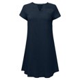thumbnail image 5 of Moxiu Women Cotton Linen Midi Dress Summer Solid Color Short Sleeve V-Neck Loose T-Shirt Dresses Plus Size Flowy Beach Dress 2025 Dark Blue,XXL, 5 of 6