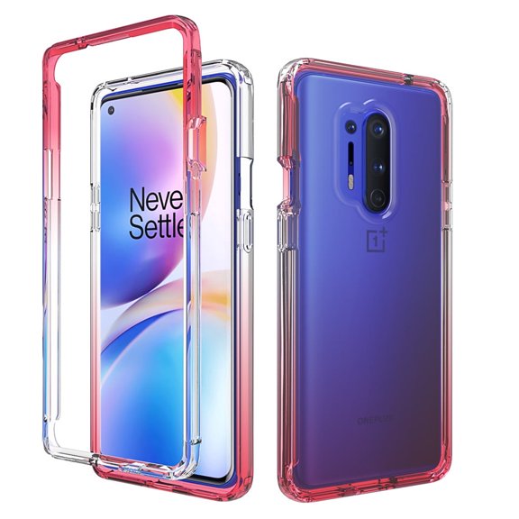 OnePlus 8 Pro Case, Kaesar Ultra Transparency Colorful Protective Bumper Case With Soft Back Panel for OnePlus 8 Pro (Red)