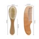 thumbnail image 2 of Juego de cepillos de lana para baby shower, cepillo de champú para niños, peine de madera, peine de masaje, artefacto de baño para bebé (1 juego, marrón + verde), 2 of 3