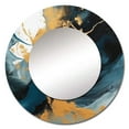 thumbnail image 2 of Designart "Elegant Dark Blue and Gold Strokes XI" Fractals Round Mirror Wall Décor Modern - Large Blue Round Mirror - Round Mirror 29" x 29" Inch, 2 of 5