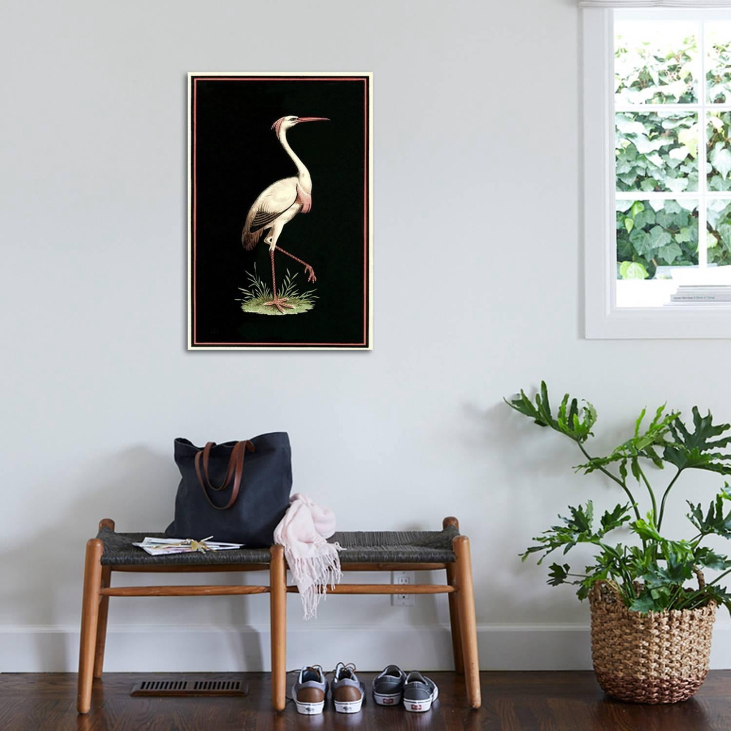 Art.com Crane on Black Background Art Print, 24" x 36"
