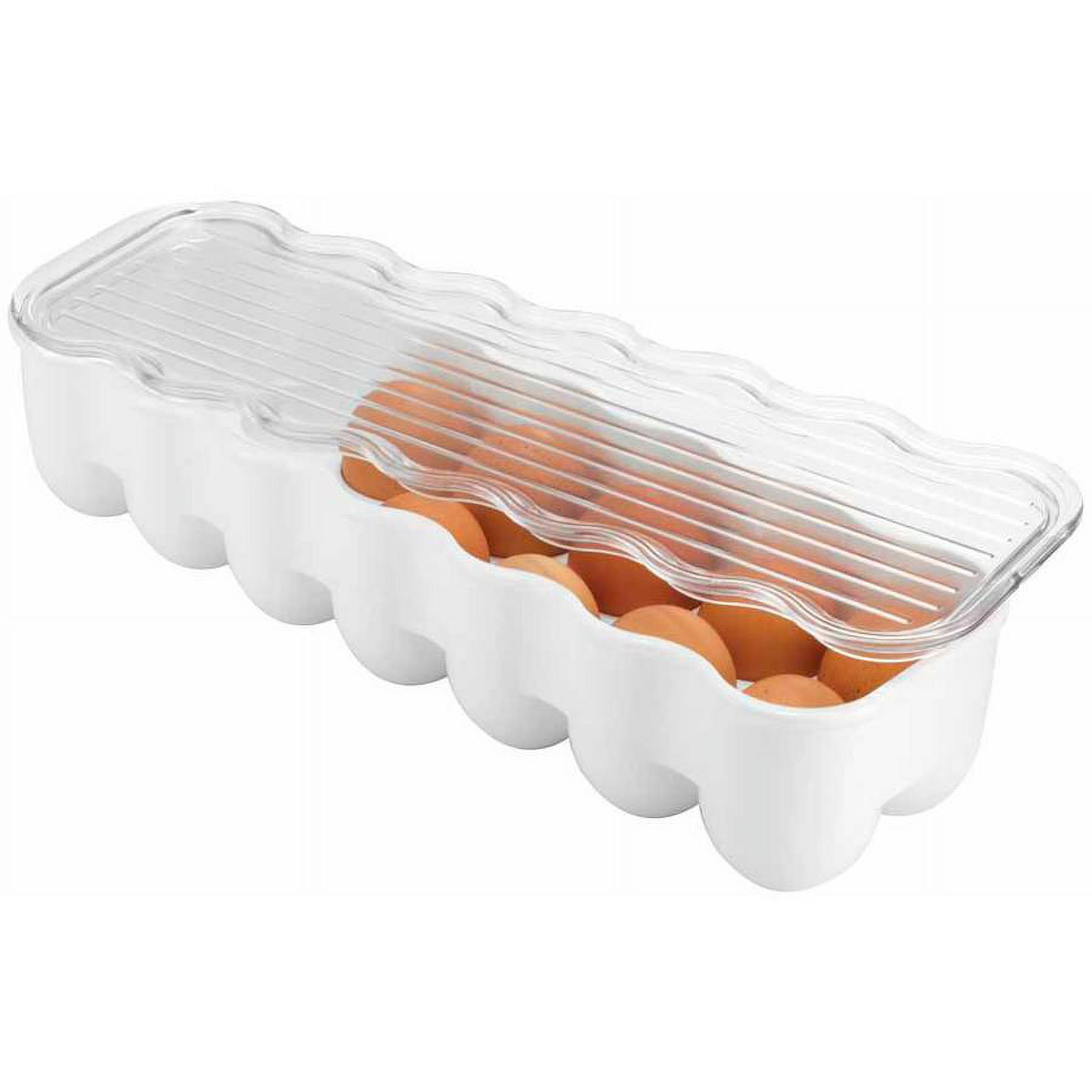 InterDesign Covered Egg Holder, 14 Eggs, White/Clear