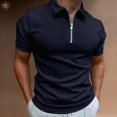 thumbnail image 4 of POLO à Manches Courtes pour Hommes, Couleur Unie, Col Rabattu, Fermeture Éclair, Coupe Ajustée, 4 of 10