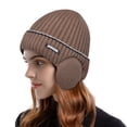 thumbnail image 2 of IDALL Mens Hats,Winter Hats Women's Foldable Handmade Ear Protection Warm Wool Cap Cotton Slouchy Hat Knitted Hat Windproof Cold Sweat Hat Ushanka,Trapper Hat A, 2 of 5
