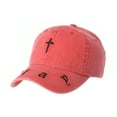 thumbnail image 1 of WITHMOONS Baseball Cap Vintage Cotton Cross Slay Embroidery CR1621 (Red), 1 of 4