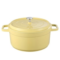 Enameled Dutch Oven Pot With Lid Kitchen Stew Pot Kitchen Gadgets Decor Supplies (Yellow 24CM)