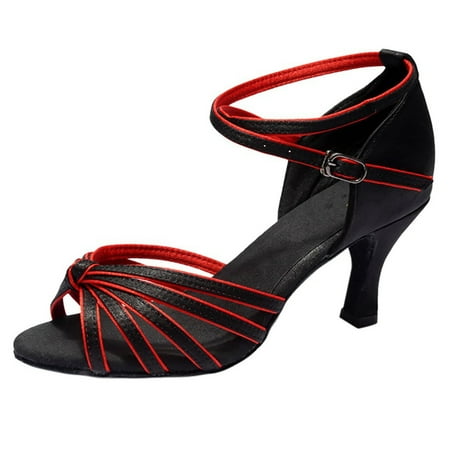 

Alrise Women Rumba Waltz Open Toe Heels Sandal Ballroom Lightweight Ankle Strap Sandals Dancing Comfy Latin Shoes Black 41