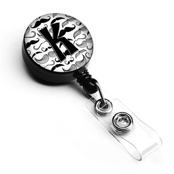 Carolines Treasures CJ2009-KBR Letter K Moustache Initial Retractable Badge Reel