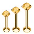 thumbnail image 1 of BodyJ4You 3PC Labret Stud Tragus Earring Set 16G Goldtone Steel Yellow Crystal Helix Lip Cartilage, 1 of 6