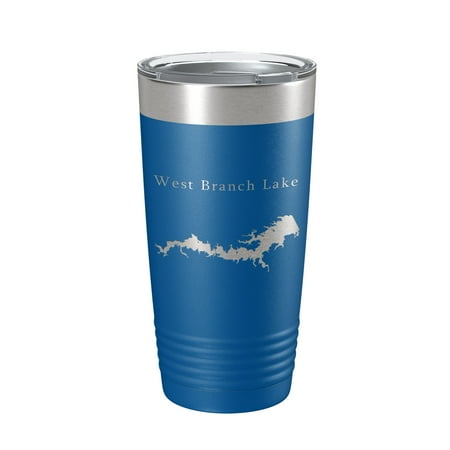 

West Branch Lake Map Tumbler Travel Mug Insulated Laser Engraved Coffee Cup Ohio 20 oz Royal Blue