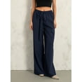 thumbnail image 3 of KelaJuan Women Wide Leg Pants, High Waist Tie-up Loose Casual Long Trousers Streetwear with Pockets, 3 of 6