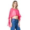 thumbnail image 4 of Sakkas Anya Women's Soft Chiffon Wedding Bridesmaid Bridal Cape Wrap Bolero Shrug - Coral - OS, 4 of 5