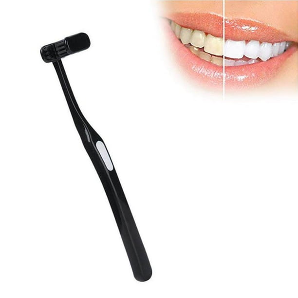Qarigey Cepillo de para niños adultos de 6 lados, cepillo de portátil con mango, cepillos de limpieza profunda, cuidado cuidado de los oídos Negro