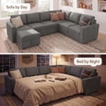 thumbnail image 4 of Marrber Sectional Linen Sleeper Sofa Bed with Storage and Pull-Out Couch for Living Room, Grey, 4 of 8