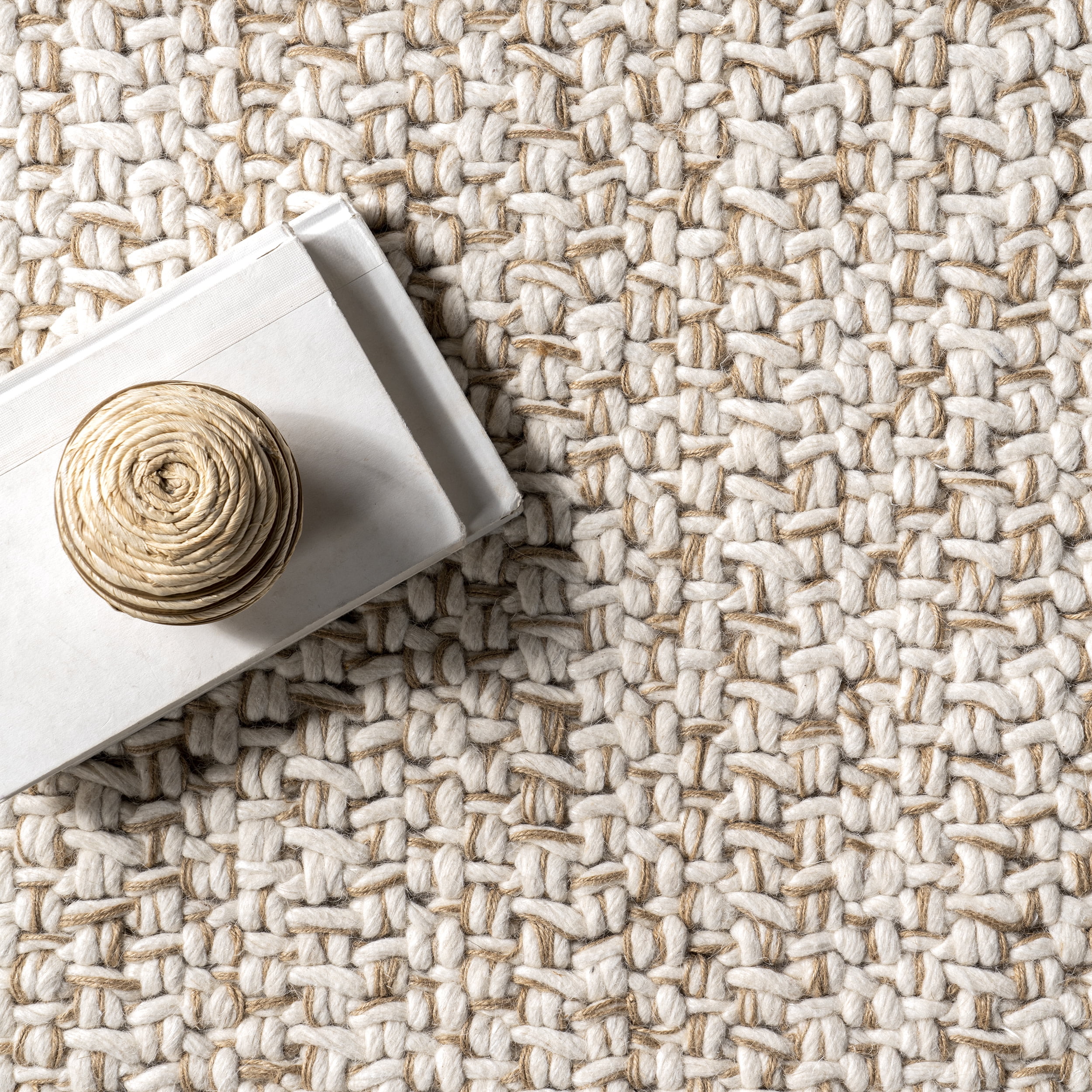nuLOOM Enida Casual Farmhouse Wool Blend Area Rug, 7' 6" x 9' 6", Ivory